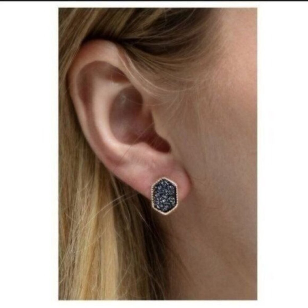 DRUZY POST EARRINGS-MIDNIGHT BLUE-NEW - Picture 3 of 3